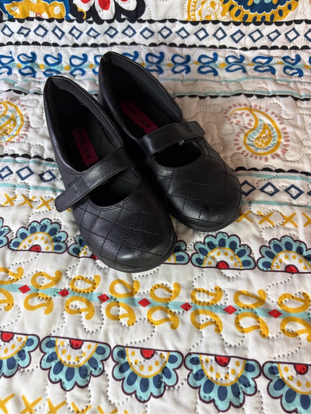 Rachel Shoes Black Quilted Mary Jane Flats for Girls